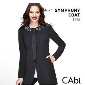 CAbi Black Symphony Coat/Jacket w/Crystal Jewel Collar 135 Glam Holidays Formal